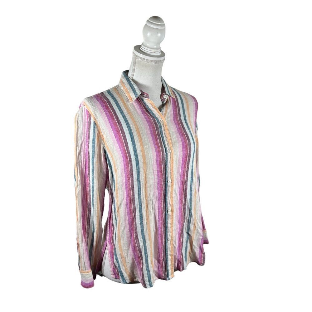 Rails Sydney Striped Button Front Linen Top - image 8